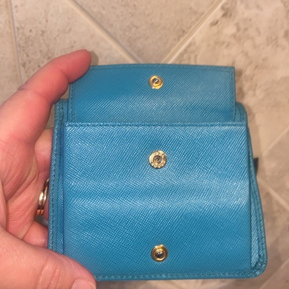 Prada Saffiano Leather Tri-fold Turchese Wallet - Picture 10 of 13